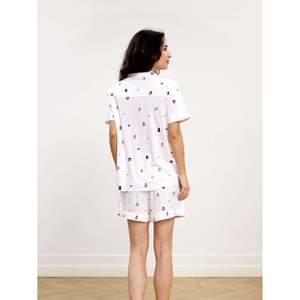 Pijamas de Verano para Mujer, Pijamas Estampados de Bambú, Pijamas Cortos al por Mayor, Conjuntos de Pijamas Blancos para Mujer - Product Image 3