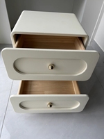 Table de chevet minimaliste italienne en bois de luxe léger avec 2 tiroirs, armoire de rangement moderne en cuir crème noir