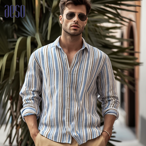 Camicie da <span class=keywords><strong>uomo</strong></span> in <span class=keywords><strong>lino</strong></span> a maniche lunghe, casual, con bottoni, ricamate, anti-pilling, eleganti, da lavoro, alla moda, da <span class=keywords><strong>spiaggia</strong></span> - Product Image 3