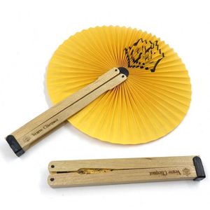Abanico de Mano de Madera con Logotipo Personalizado, Abanico Plegable de Papel Personalizado - Product Image 1