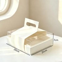 Boîte à gâteau carrée blanche en papier avec couvercle transparent