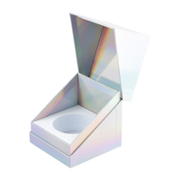 Caja de Regalo Personalizada para Cosméticos de Lujo, Papel Holográfico Láser, Cartón Rígido, Embalaje de Perfume Tipo Concha, Crema Facial con Relieve