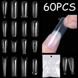 60 Uds extensión <span class=keywords><strong>uñas</strong></span> postizas puntas de arte acrílico dedo UV Gel polaco molde esculpido cubierta completa Prensa en <span class=keywords><strong>uñas</strong></span> HERRAMIENTA DE MANICURA - Product Image 5
