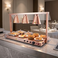 Station de chauffage électrique pour buffet en acier inoxydable, robuste, avec lampes chauffantes infrarouges à tête simple ou quadruple et contrôle indépendant