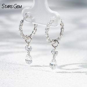 Pendientes Unisex de Oro de 18K con Baño de Rodio Estilo Vintage, Corte Pera y Marquesa, Diamantes Cultivados en Laboratorio, Diseño Flotante en Capas, Venta al por Mayor Starsgem - Product Image 5
