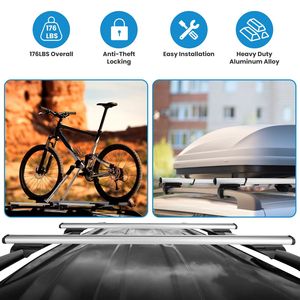 Aluminum Roof <b>Rack</b> Cross Bars 1.22m 176lbs Capacity Universal Fit for Most Vehicles Raised Car <b>Racks</b> D0100XUZWKA 1 22m Thick - Product Image 2