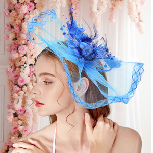 Coiffe de mariée en plumes pour performance scénique et séance <span class=keywords><strong>photo</strong></span>, voile vintage avec nœud floral, modèle ZQ3001, emballée individuellement - Product Image 2