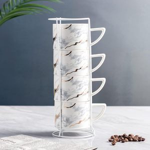 Ensemble <span class=keywords><strong>de</strong></span> tasses à cappuccino en aluminium pour fêtes modernes All-Pie Tasses à thé 210ML empilables Ensemble <span class=keywords><strong>de</strong></span> <span class=keywords><strong>4</strong></span> tasses avec support (blanc) - Product Image 2
