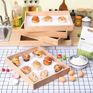 Bamboo Bread <b>Tray</b> Rectangular Cake Pastry Plate Wooden <b>Baking</b> Food Display <b>Storage</b> <b>Tray</b> Natural Safe Simple Style - Product Image 2