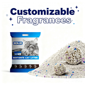 Litière pour chat Benjie de haute qualité à bas prix, écologique, vente directe d'usine, forte absorption, sable de bentonite pour chatons, personnalisable - Product Image 1