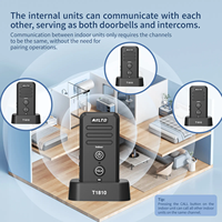 Batterie Rechargeable étanche sans fil longue portée Kit d'interphone vocal bidirectionnel non visuel noir sonnette de porte pour bureau à domicile