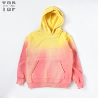 Sweat-shirts à capuche OEM 400GSM 100% coton de haute qualité, jaunes et roses, effet dip-dye
