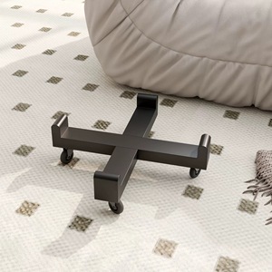 Étagère de rangement en bois en forme de croix avec roulettes pour empiler tabourets et pantoufles, type sur pied - Product Image 2