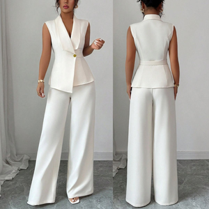 Completi Eleganti da <span class=keywords><strong>Donna</strong></span> per <span class=keywords><strong>Ufficio</strong></span>, Set di Due Pezzi con Top e Pantaloni, <span class=keywords><strong>Abbigliamento</strong></span> Femminile alla Moda - Product Image 3