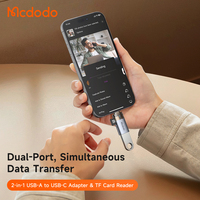 Mcdodo 760/785 2-en-1 USB3.0 A Adaptador de 2/8 pines lector de tarjetas TF incorporado cordón rápido 5Gbps transferencia de datos OTG para cámara de teléfono