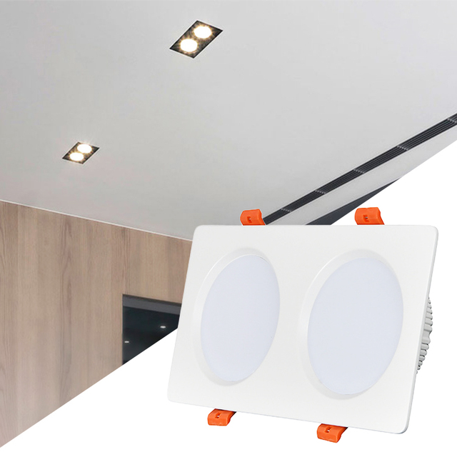 Modern Double-Head LED Ceiling Light Rectangle Ultra-Thin Panel Light Aluminum Body Single Head Aisle Lighting Grille Downlight