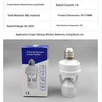 Sensor de movimiento infrarrojo PIR E27, portalámparas LED, interruptor de enchufe, 85-265V