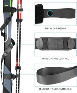 Correa para Esquís, Soporte para <span class=keywords><strong>Bastones</strong></span> de Esquí, Correas Ajustables para Transportar <span class=keywords><strong>Bastones</strong></span> de Esquí, Acolchadas, Antideslizantes, Bandolera para Hombro, Nailon Duradero, Ecológico - Product Image 4