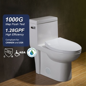 욕실 바닥 설치형 세라믹 사이펀식 S-트랩 스마트 컨트롤 듀얼 플러시 305mm 모던 일체형 변기 - Product Image 1