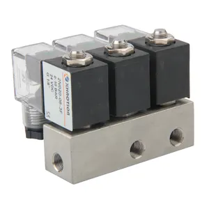 SS316 stainless steel 3 row manifold solenoid valve