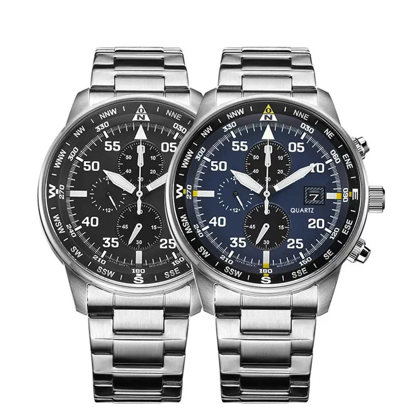 Yuwei Multi-function Complete Calendar Six Needle Chronograph Quartz Watch Steel Belt Watch