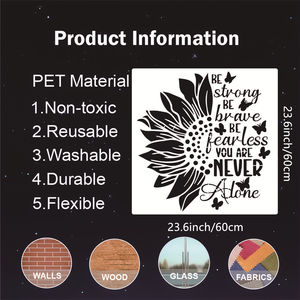 23.6x23.6 inç Büyük Boy Yeniden Kullanılabilir Kendin Yap Ayçiçeği Şablonu Ahşap Duvarlar Mobilya El Sanatları Üzerine Boyama İçin - Product Image 2