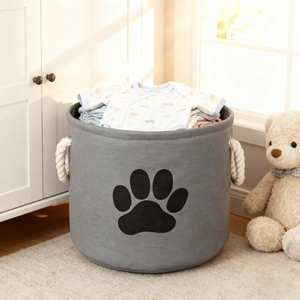 Panier de rangement moderne <span class=keywords><strong>en</strong></span> <span class=keywords><strong>toile</strong></span> pliable blanc ovale-Écologique avec poignée <span class=keywords><strong>en</strong></span> corde de coton, parfait pour le stockage et l'organisation de la maison - Product Image 3