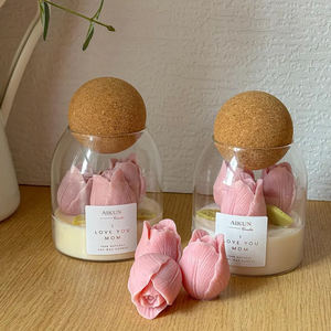 AIKUN Wooden Cork Glass Jar Flower Shaped Aromatherapy Scented <b>Candle</b> Set Natural Soy Wax <b>Candles</b> for Gift Decor - Product Image 2