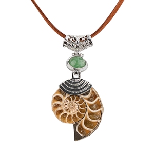 Collar <span class=keywords><strong>con</strong></span> colgante de Aventurina verde Caracol manchado a la moda Vintage, joyería delicada, abalorios de cristal, regalo, fiesta, brujería - Product Image 1