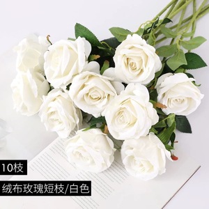 Fleurs artificielles en velours rose simulé, rouge, 12 pièces, décoration de mariage et de la maison - Product Image 4