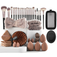 Ensemble de 42 pinceaux de maquillage professionnels avec éponge de maquillage pour anticernes, taille voyage, poils synthétiques, manche en plastique, outils de maquillage portables