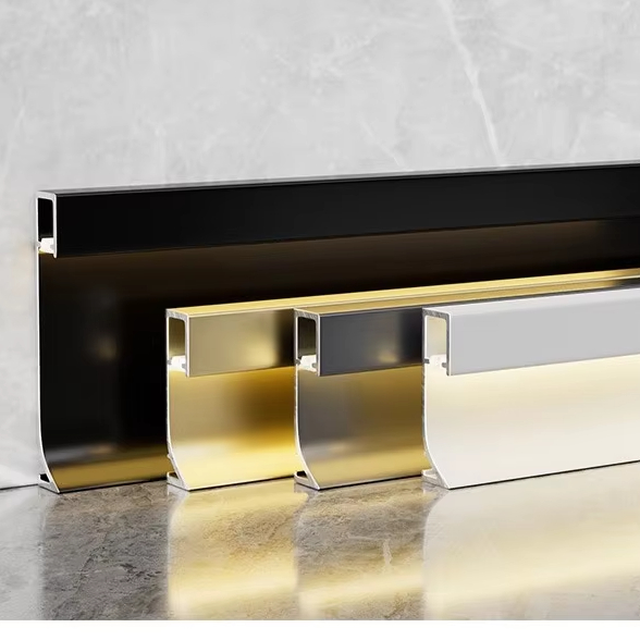 Rodapié de luz de aleación de aluminio con iluminación LED moderna, accesorios de suelo de PVC para Cocina Para apartamento de Hotel