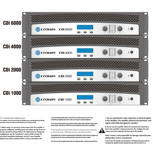 CROWN CDi1000 2000 CDI4000 CDI6000 2channel Hifi Dual-purpose Commercial Pure Output Power Amplifier Constant Voltage Constant