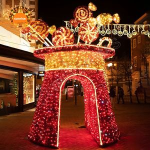 Chaussette de Noël LED festive avec motif lumineux « Ho Ho Ho » et cannes en sucre pour décoration extérieure imperméable de chapeaux de fêtes - Product Image 6