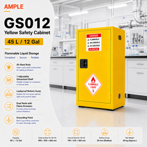 Gabinete de Seguridad para Almacenamiento de Productos Químicos de 45L (12 Galones), de Acero Amarillo, Puerta Única, para Líquidos Inflamables, Laboratorio, Proveedor OEM ODM - Product Image 1