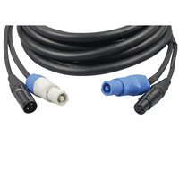 Câble combiné XLR 5 broches DMX PowerCON TRUE1 compatible, câble d'alimentation hybride 14AWG avec isolation PVC IP65, 3FT-25FT