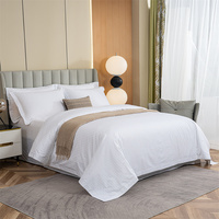 Parure de lit rayée pour hôtels, drap plat blanc 100% coton percale