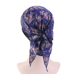 <span class=keywords><strong>Turban</strong></span> en soie imprimé à large bande, pré-noué avec nœud, pour femmes et jeunes filles, idéal pour le quotidien - Product Image 4