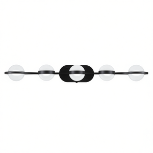 Modern Minimalist 35 Inch Bathroom Vanity Light LED 5 <b>Bulb</b> Black Iron Acrylic Shades Wall Mounted <b>Mirror</b> Lamp - Product Image 1