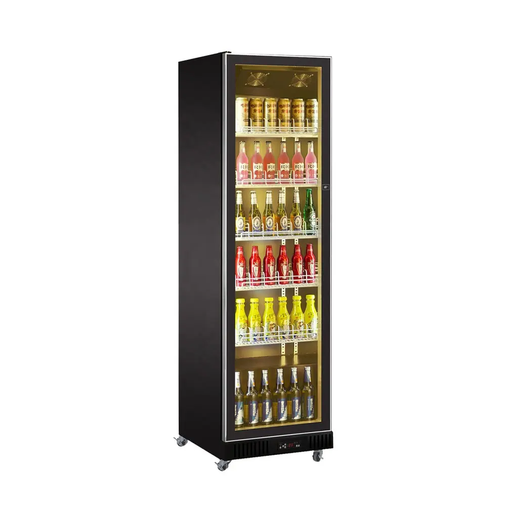 필드 바 소형 냉동고 소매 음료 쿨러 음료 디스플레이 쇼케이스 유리 케이스 팬 냉각 상업용 수직 냉장고