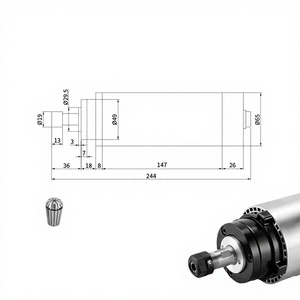 Zhong Hua Jiang ER11 0.8KW 65mm 4 Rodamientos 110V/220V Motor de Husillo CNC de 24000rpm con Transmisión por Correa y Refrigeración por Aire para Máquina de Grabado y Router - Product Image 2