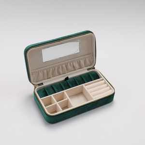 Custom Logo Design Velvet Jewelry <b>Storage</b> Zipper Box Travel Jewelry Box Travel Jewellery Case Necklace <b>Ring</b> Pendant Box - Product Image 6