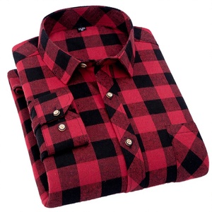 Chemise décontractée pour homme en flanelle brossée à carreaux, grande taille, style européen et américain, à simple boutonnage, respirante, à manches longues, pour l'automne, vente en gros - Product Image 2