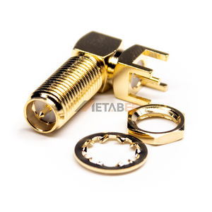 Conector hembra RP de mamparo frontal de ángulo recto chapado en oro de 50 ohmios DIP para PCB - Product Image 4