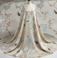 Tissu en maille de polyester avec broderie florale cachemire vert menthe et marron, séchage rapide, léger, pour la mariée et le textile de maison