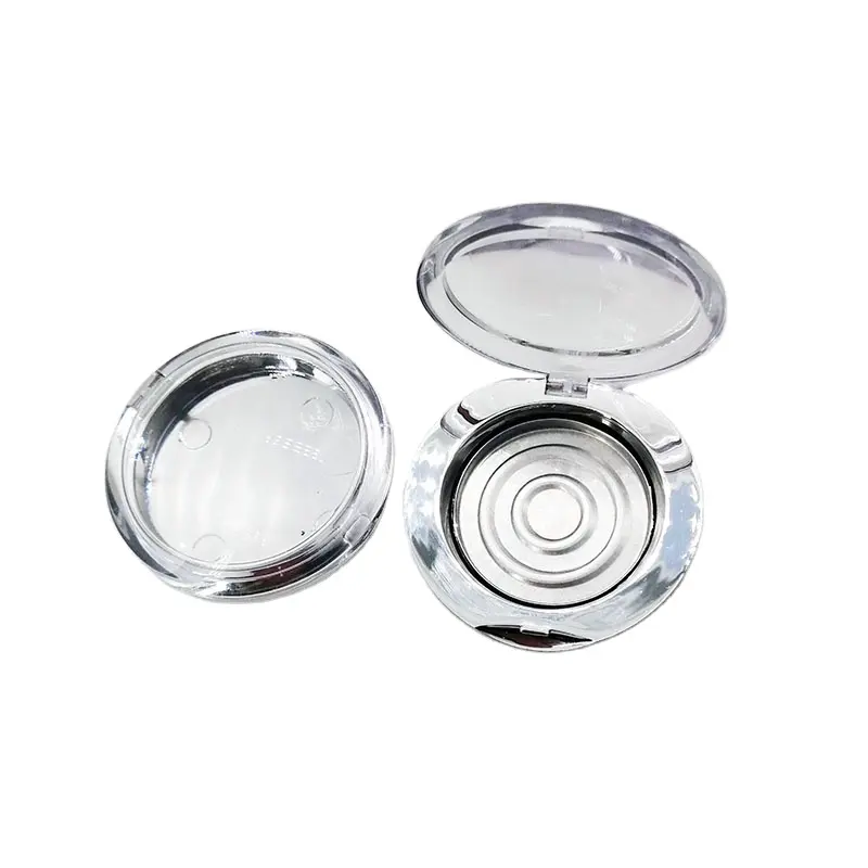 empty silver 36mm blush compact cosmetic packing, plastic case for press powder, eye shadow box