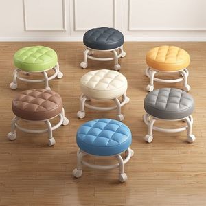 Tufted <b>Round</b> <b>Stool</b> With Casters For Home Childrens Use 30cm Diameter Multicolor Options - Product Image 1