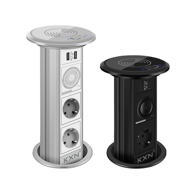 Electric Lifting Socket Tabletop Automatic Pop up Outlet Retractable Kitchen Sockets With USB Wireless Charging