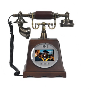 Nouveau téléphone vintage en noyer Full HD 1080P vidéo et audio livre d'or ABS matériel pour les fêtes d'hôtel à domicile - Product Image 1