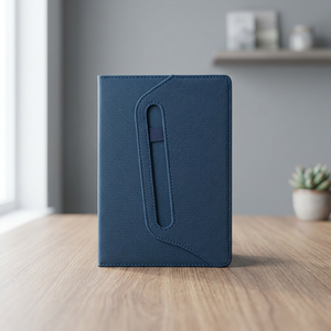 Blue Pu Hardcover Organizer Planner with Front Pen Loop Pocket Eco-Friendly Custom Printed Jute Paper <b>Notebook</b> Loose-leaf Spiral - Product Image 3